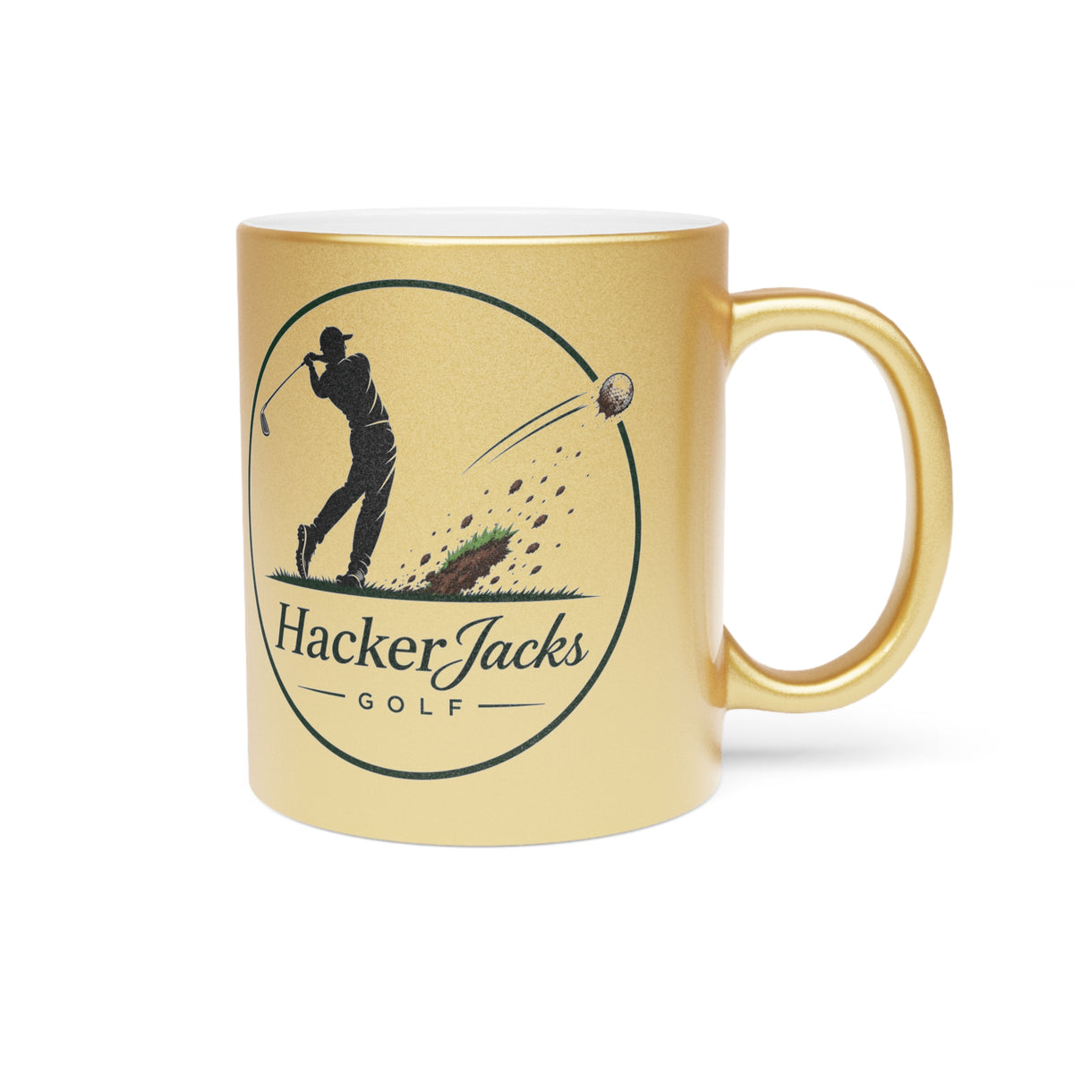 Golf Metallic Mug — "Every Day's a Hack" Silver/Gold Coffee Cup