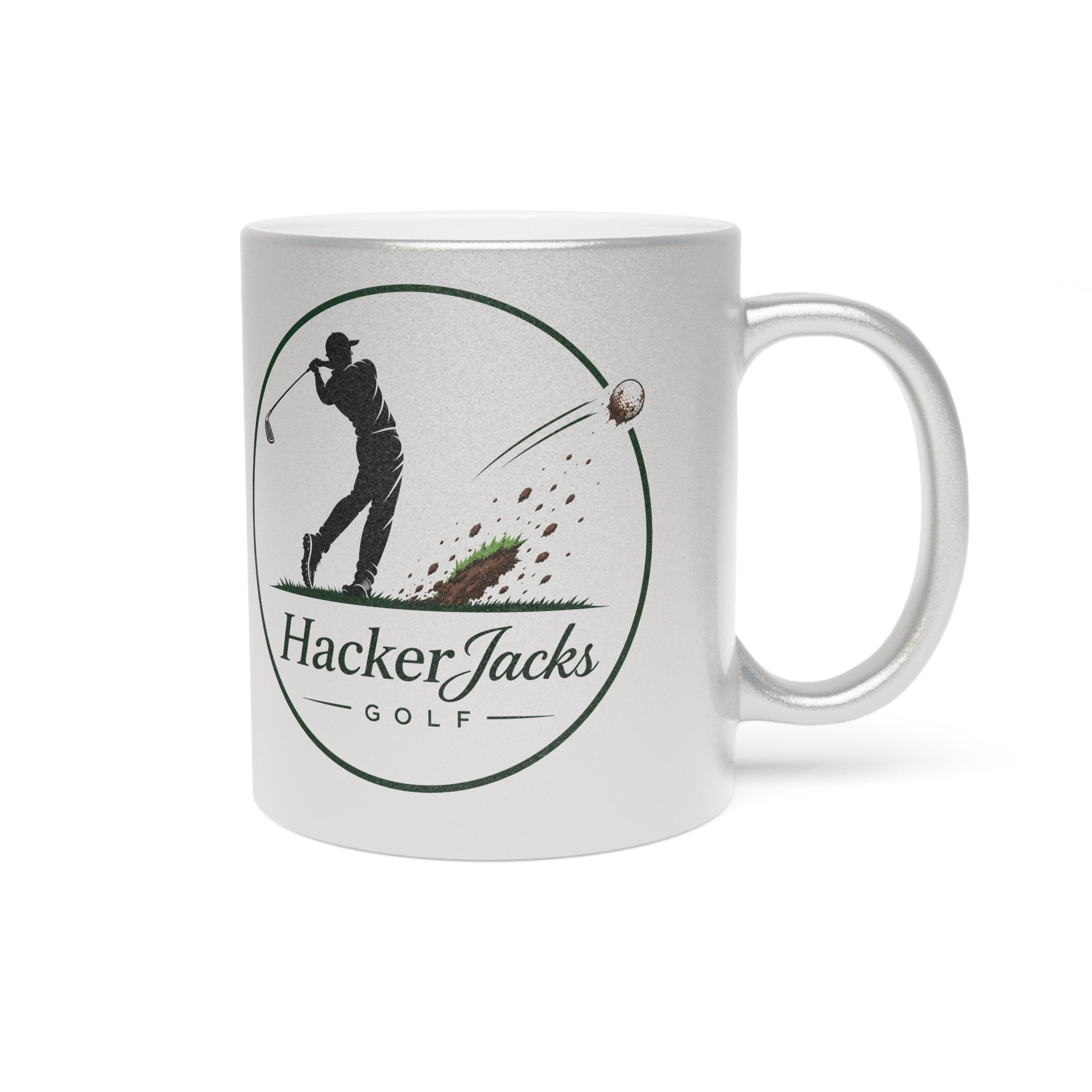 Golf Metallic Mug — "Every Day's a Hack" Silver/Gold Coffee Cup