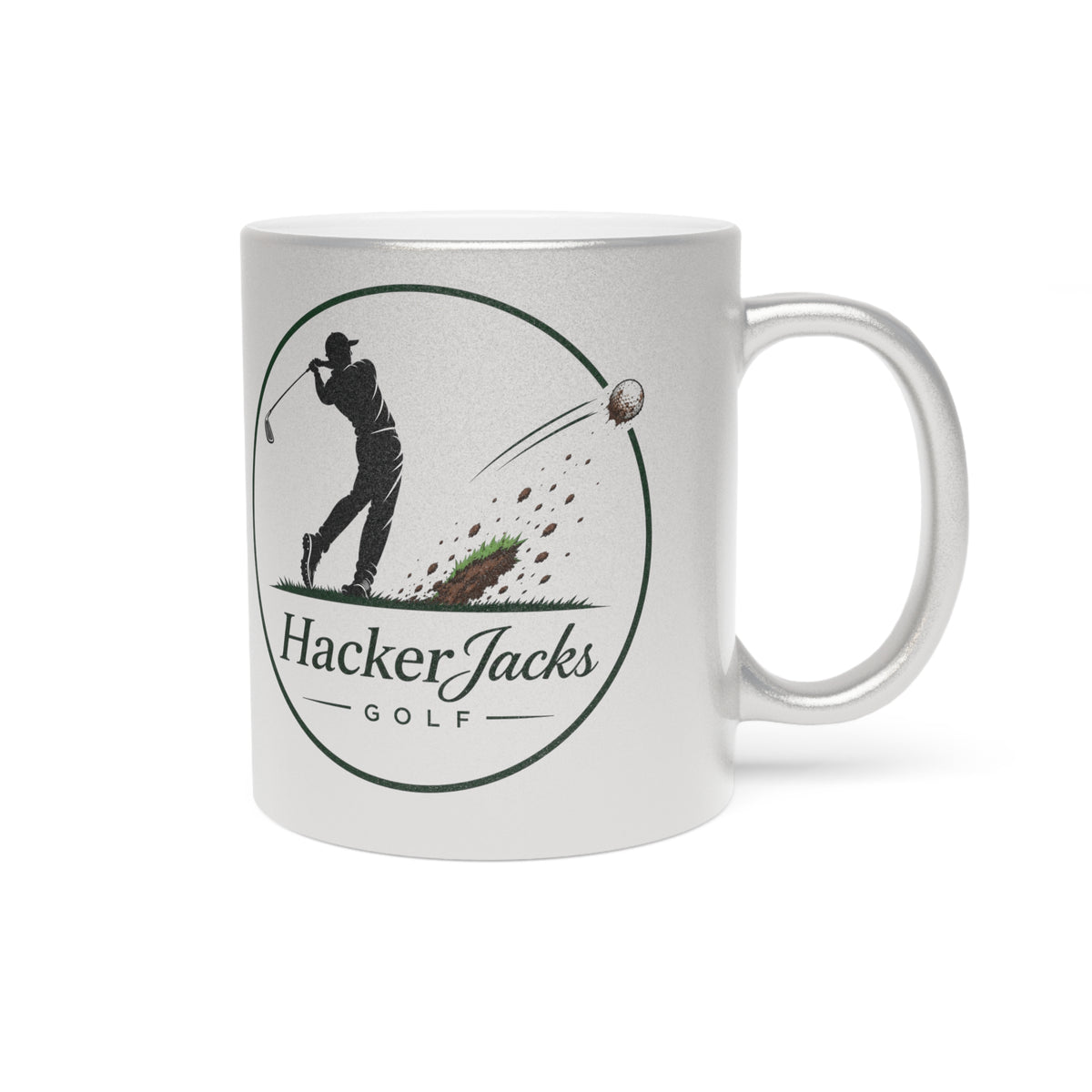 Golf Metallic Mug — "Every Day's a Hack" Silver/Gold Coffee Cup