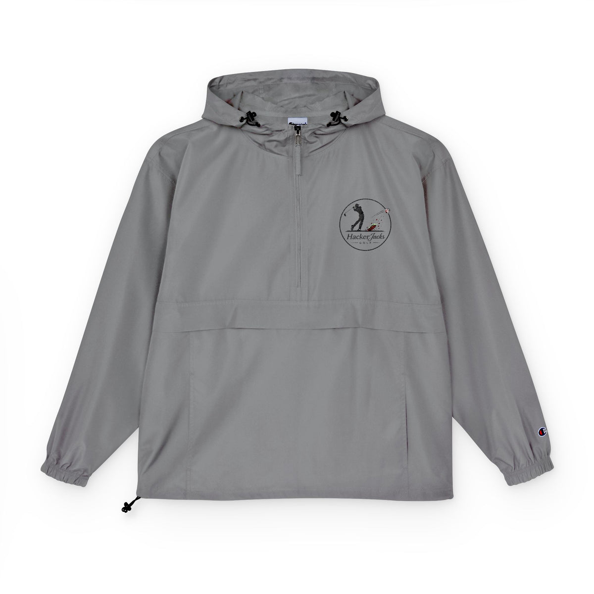 Champion Packable Anorak Jacket — Distressed Logo Chest Pocket