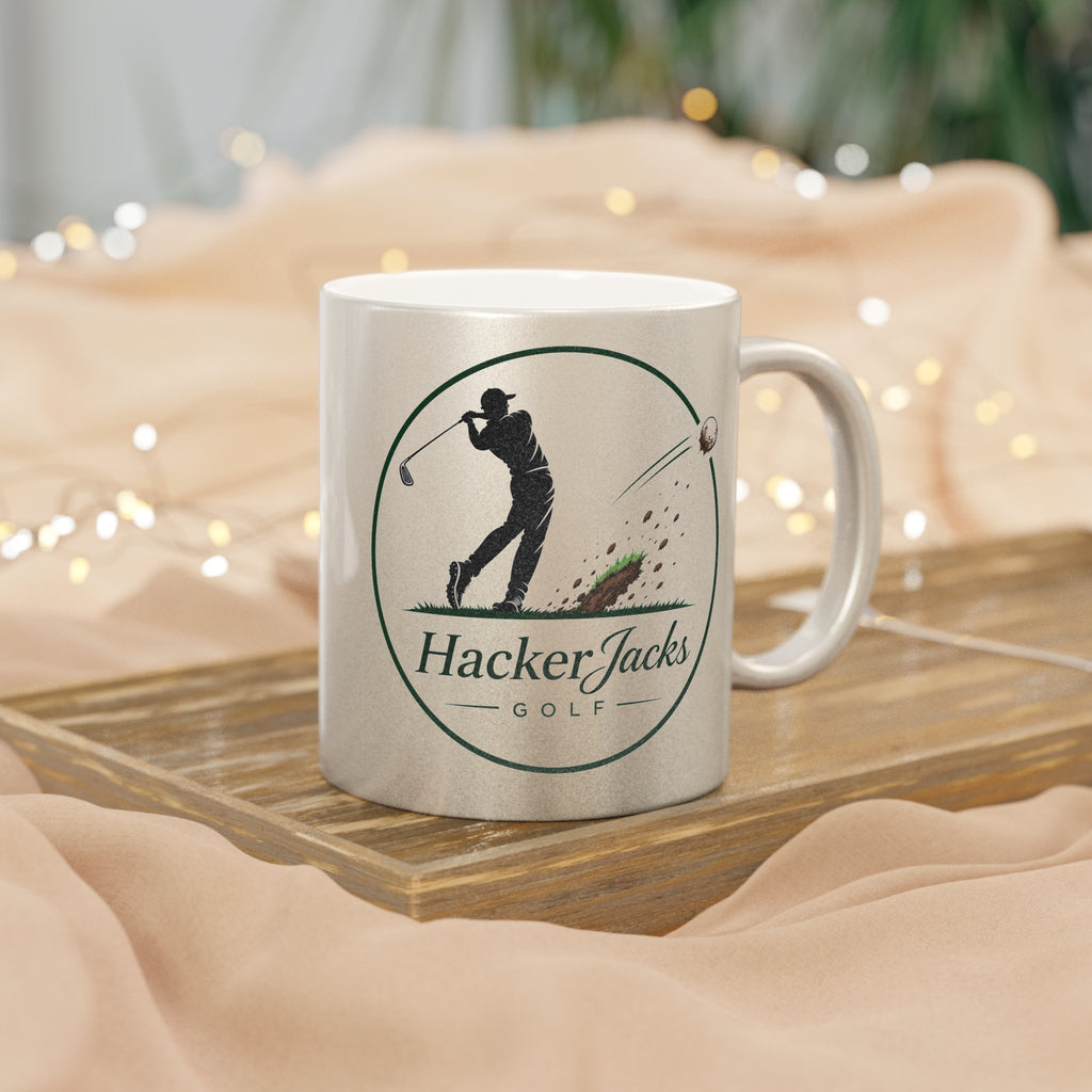 Golf Metallic Mug — "Every Day's a Hack" Silver/Gold Coffee Cup