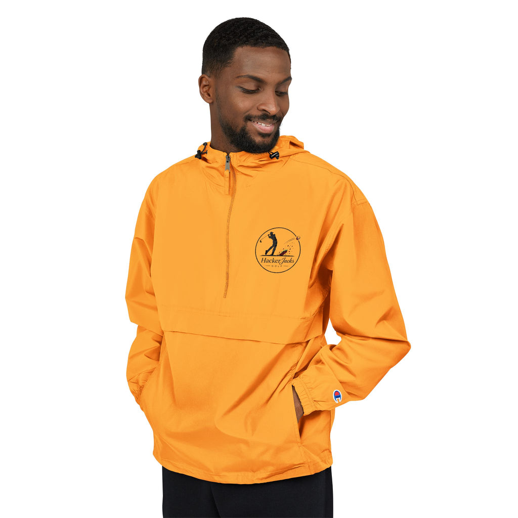 Champion Packable Anorak Jacket — Distressed Logo Chest Pocket
