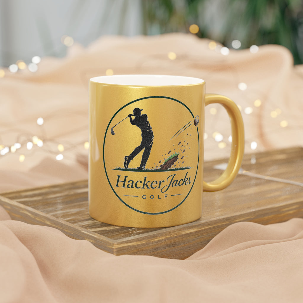 Golf Metallic Mug — "Every Day's a Hack" Silver/Gold Coffee Cup