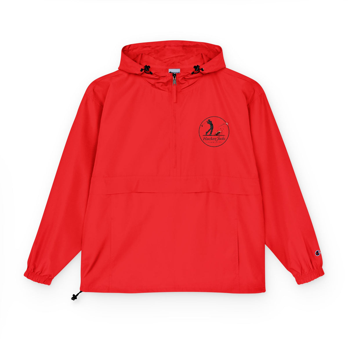 Champion Packable Anorak Jacket — Distressed Logo Chest Pocket