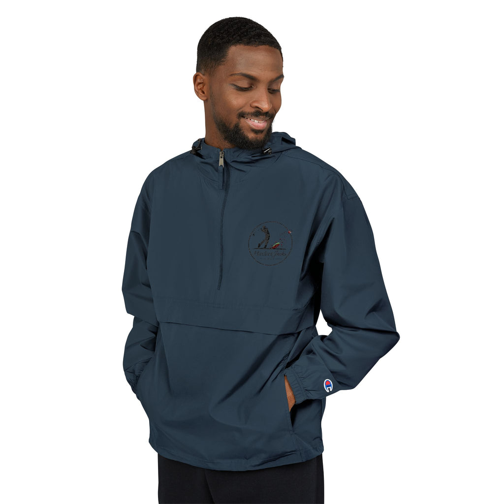 Champion Packable Anorak Jacket — Distressed Logo Chest Pocket