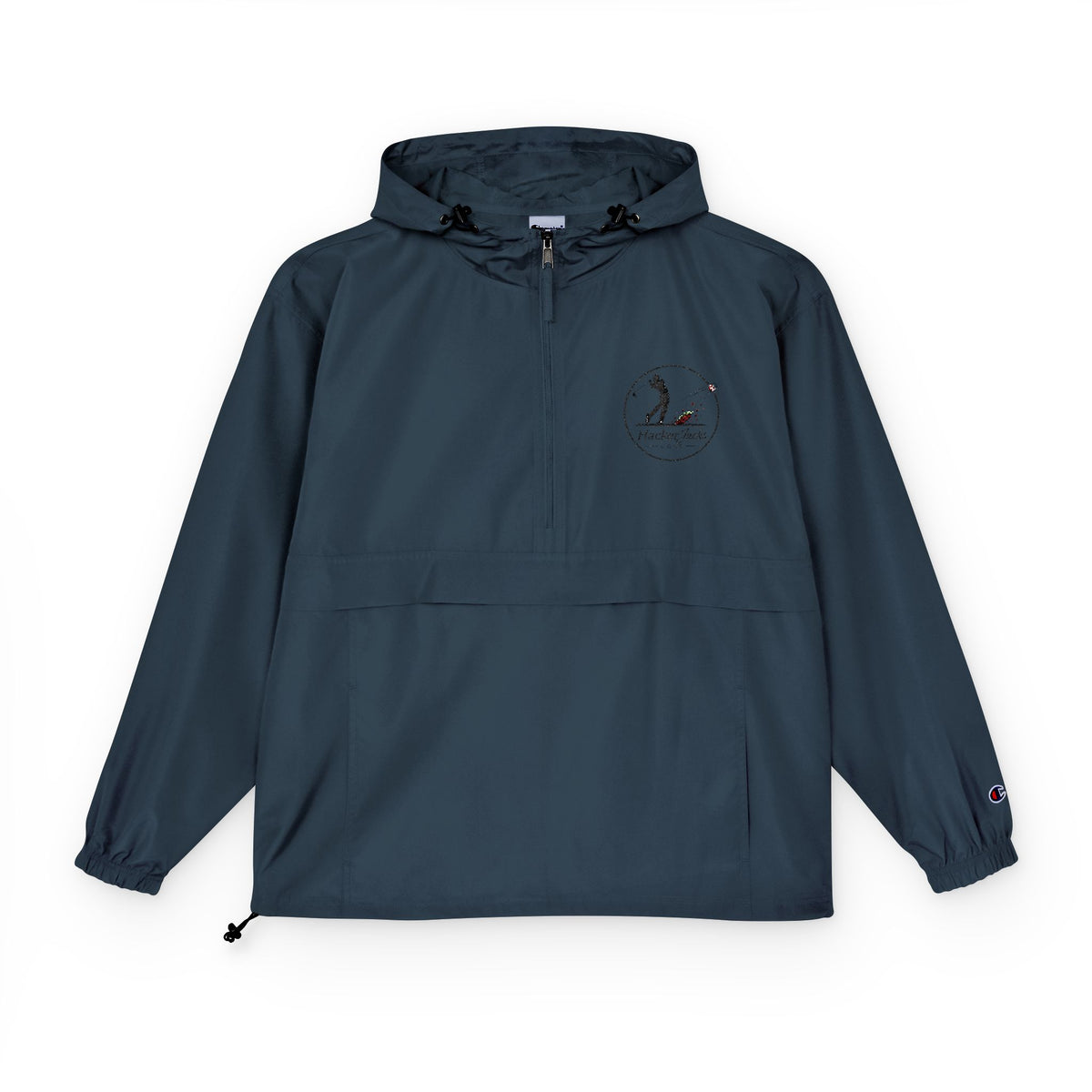 Champion Packable Anorak Jacket — Distressed Logo Chest Pocket