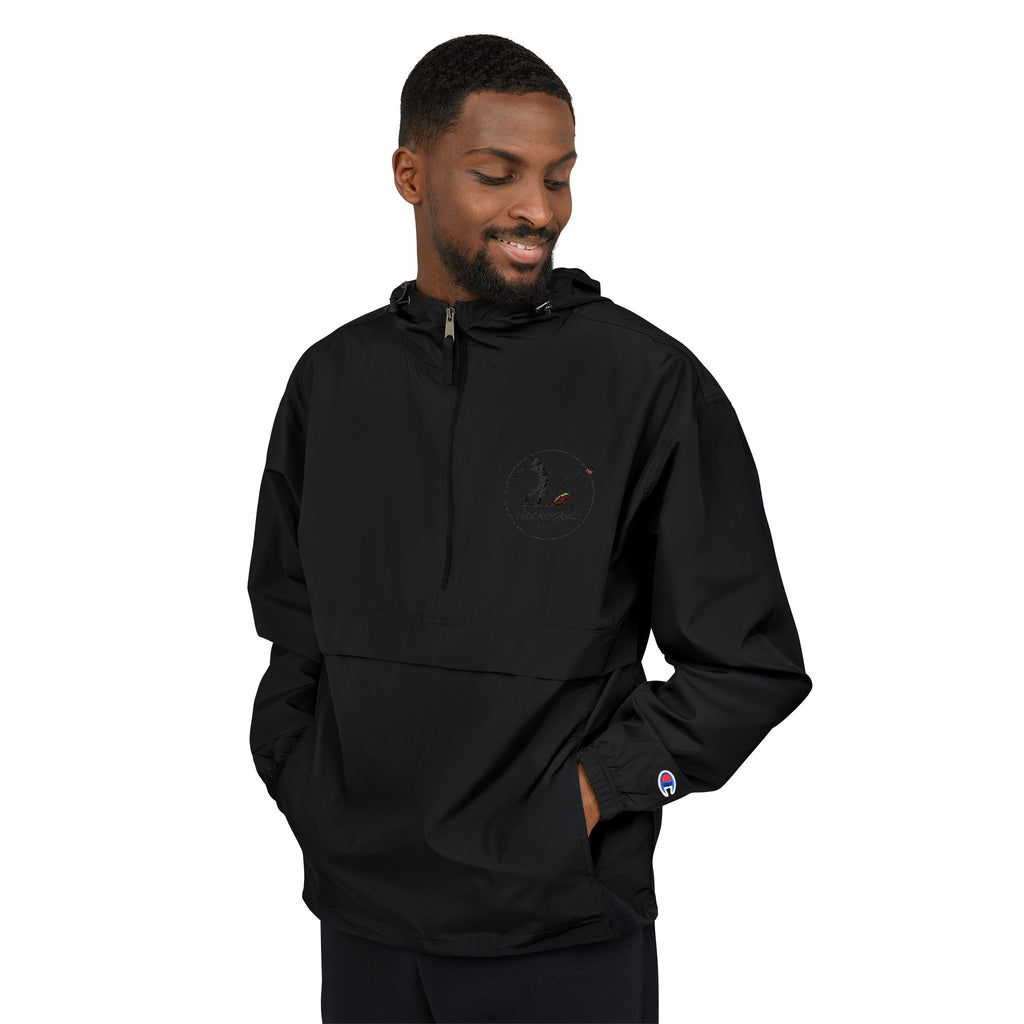 Champion Packable Anorak Jacket — Distressed Logo Chest Pocket