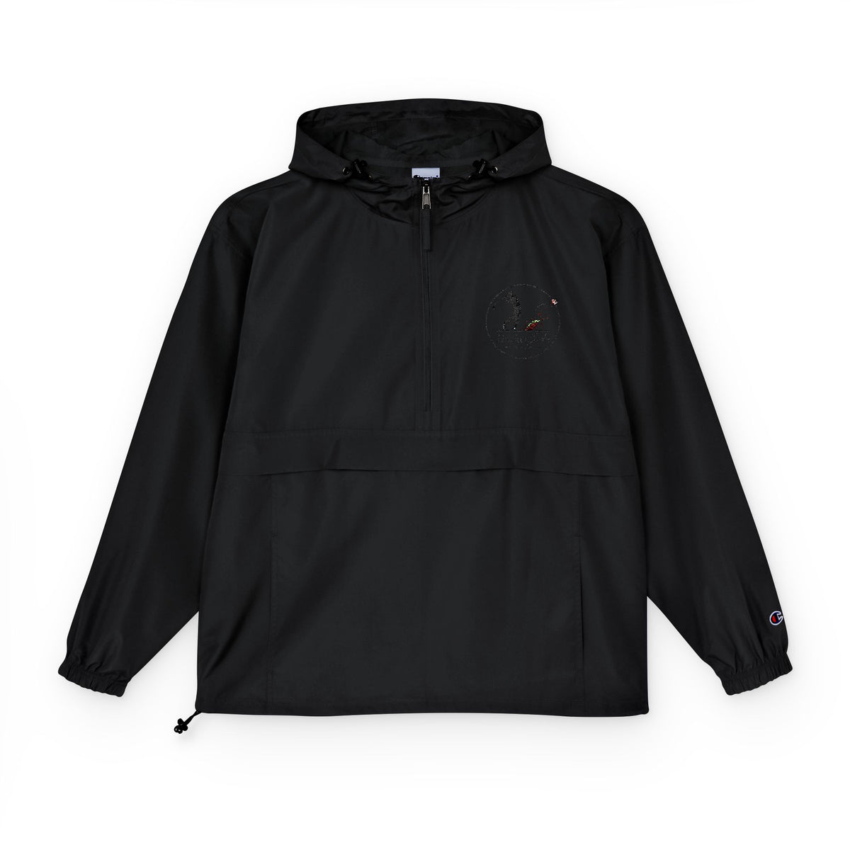 Champion Packable Anorak Jacket — Distressed Logo Chest Pocket