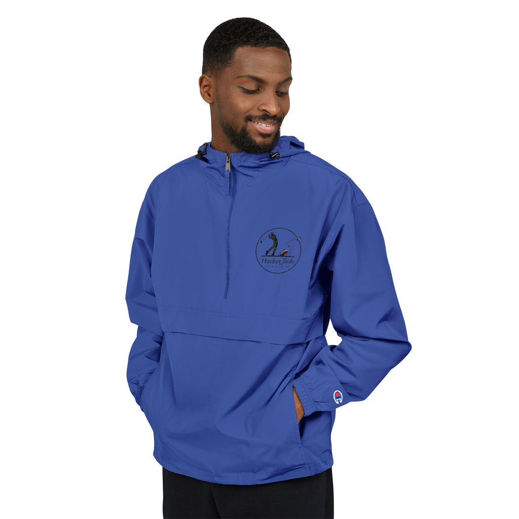 Champion Packable Anorak Jacket — Distressed Logo Chest Pocket