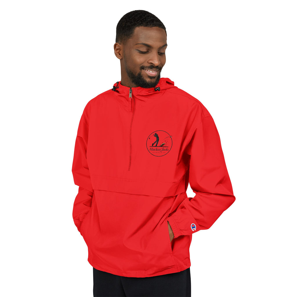 Champion Packable Anorak Jacket — Distressed Logo Chest Pocket